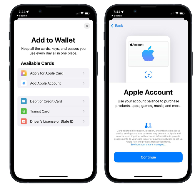 濠江苹果手机维修分享iOS 15.5钱包App如何添加 Apple 账户 