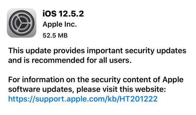 濠江苹果手机维修分享iOS12.5.2发布，建议所有老苹果用户安装 